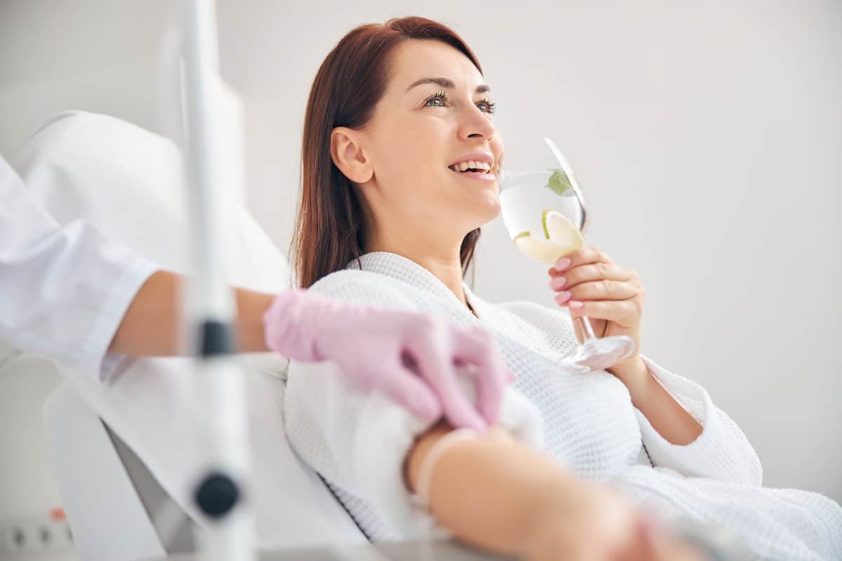 patient enjoying Back-to-School Wellness with IV Vitamin Therapy in Winchester, TN
